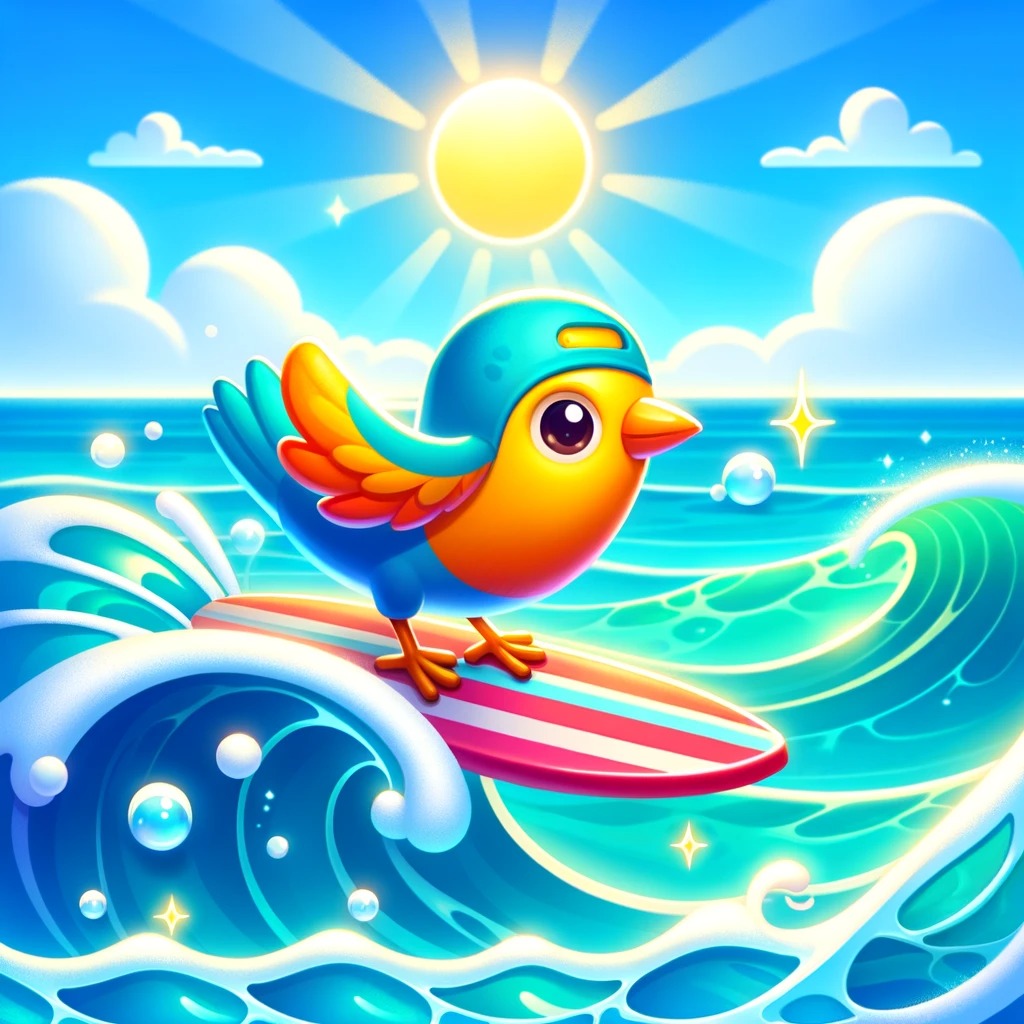 Bird Surfing Swell